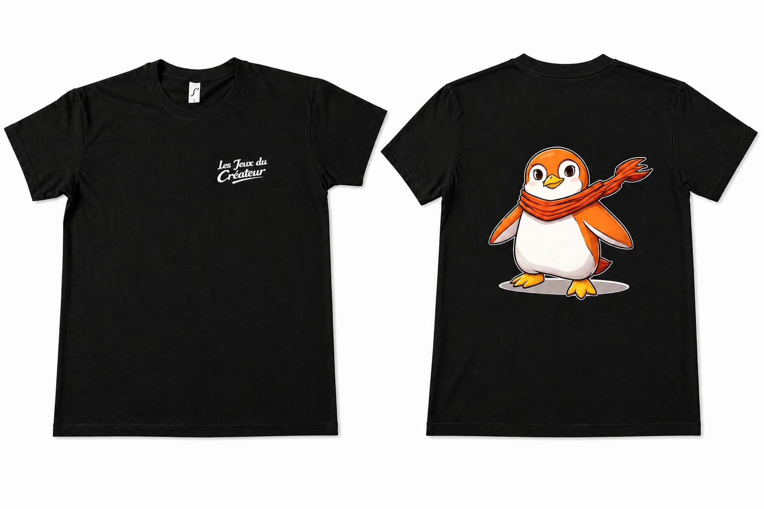 T-Shirt David le pingouin orange version 2