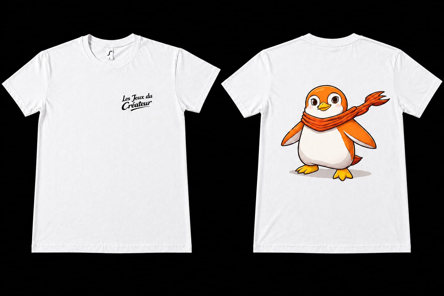 T-Shirt David le pingouin orange version 2